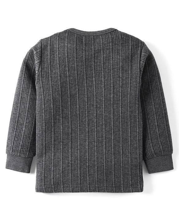 Babyhug Full Sleeves Solid Color Thermal Vest - Grey