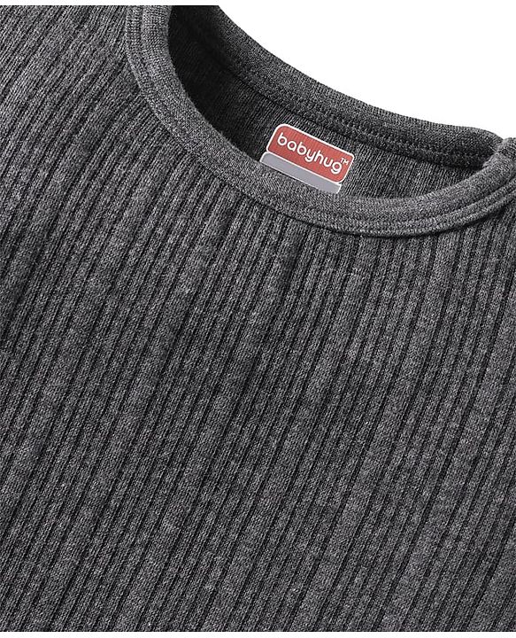 Babyhug Full Sleeves Solid Color Thermal Vest - Grey