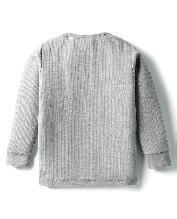 Babyhug Full Sleeves Solid Color Thermal Vest - Light Grey