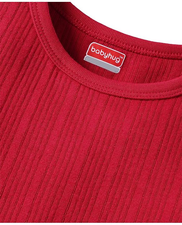 Babyhug Full Sleeves Solid Color Thermal Vest - Red