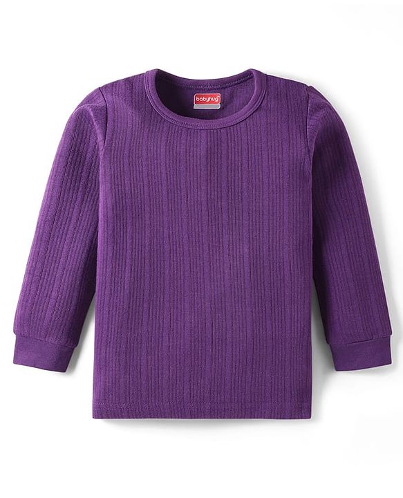 Babyhug Full Sleeves Solid Color Thermal Vest - Purple