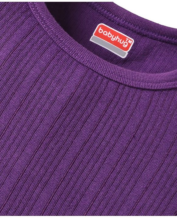 Babyhug Full Sleeves Solid Color Thermal Vest - Purple