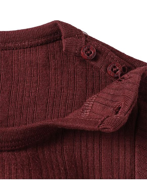 Babyhug Cotton Knit Full Sleeves Solid Pullover Thermal Vest - Coffee Brown