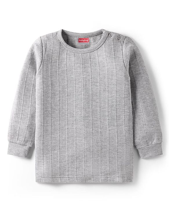 Babyhug Full Sleeves Solid Color Thermal Vests Pack of 2 - Grey