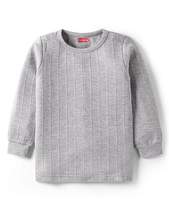 Babyhug Full Sleeves Solid Color Thermal Vests Pack of 2 - Grey