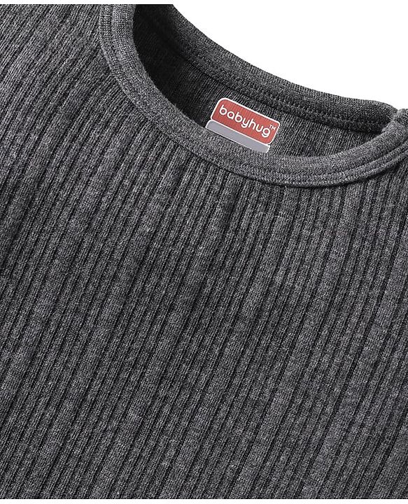 Babyhug Full Sleeves Solid Color Thermal Vests Pack of 2 - Grey