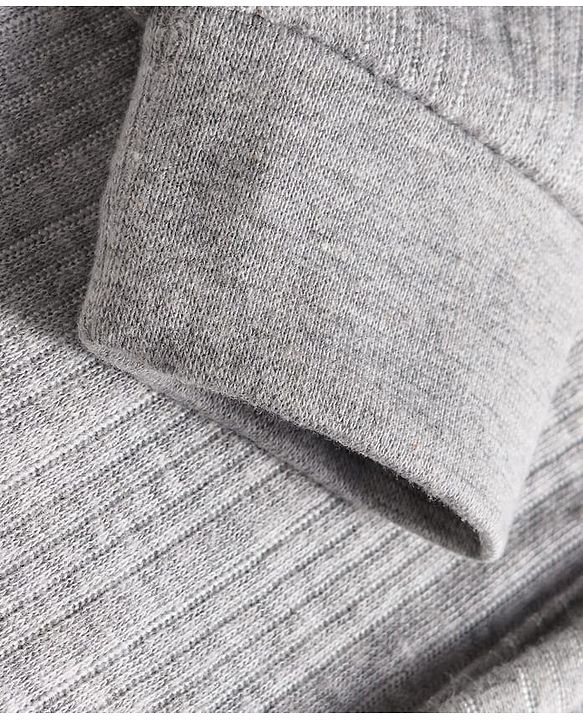 Babyhug Cotton Knit Full Sleeves Front Open Solid Colour Thermal Vest - Light Grey
