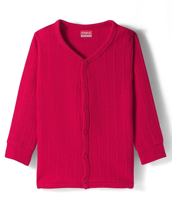 Babyhug Cotton Knit Full Sleeves Solid Colour Thermal Vest - Red