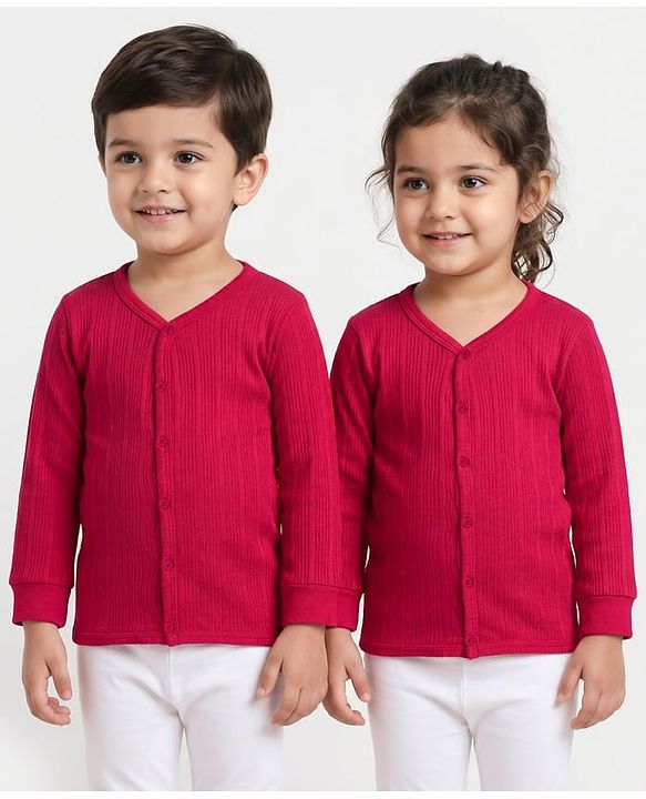 Babyhug Cotton Knit Full Sleeves Solid Colour Thermal Vest - Red