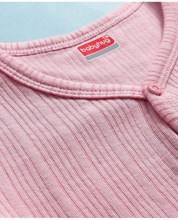 Babyhug Knit Full Sleeves Front Open Solid Color Thermal Inner Wear Vest - Pink