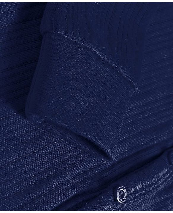 Babyhug Cotton Knit Full Sleeves Solid Colour Thermal Vest - Navy Blue