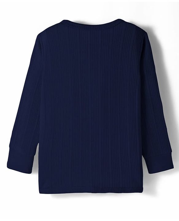Babyhug Cotton Knit Full Sleeves Solid Colour Thermal Vest - Navy Blue