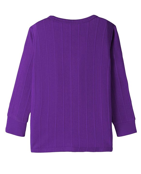 Babyhug Cotton Knit Full Sleeves Front Open Solid Colour Thermal Vest - Purple
