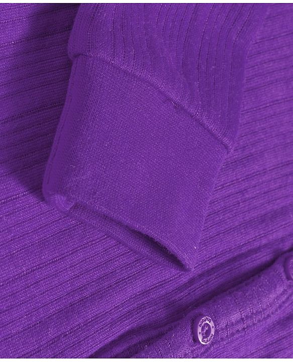 Babyhug Cotton Knit Full Sleeves Front Open Solid Colour Thermal Vest - Purple