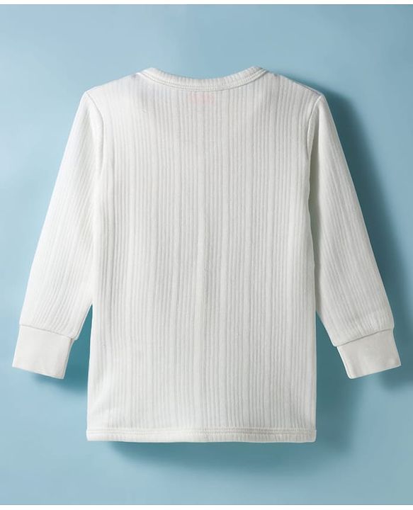 Babyhug Knit Full Sleeves Solid Color Thermal Inner Wear Front Open Vest - Off White