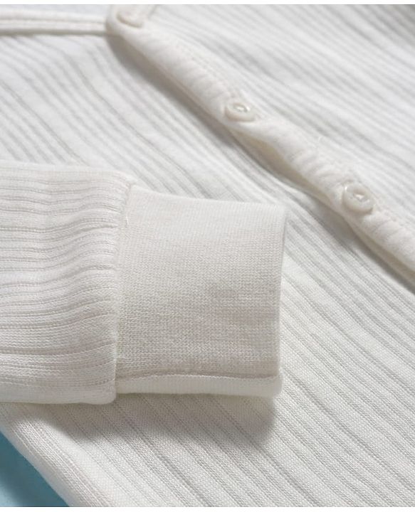 Babyhug Knit Full Sleeves Solid Color Thermal Inner Wear Front Open Vest - Off White