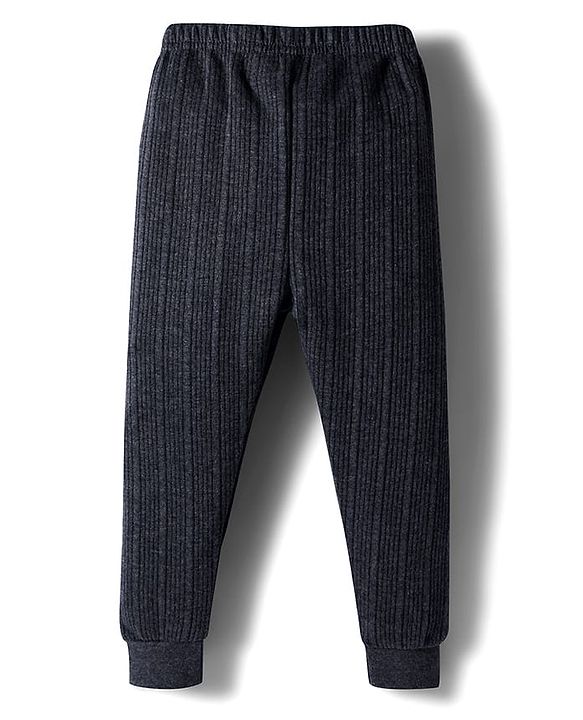 Babyhug Knit Full Length Solid Color Thermal Pants - Grey