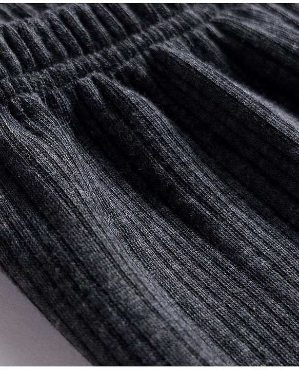 Babyhug Knit Full Length Solid Color Thermal Pants - Grey
