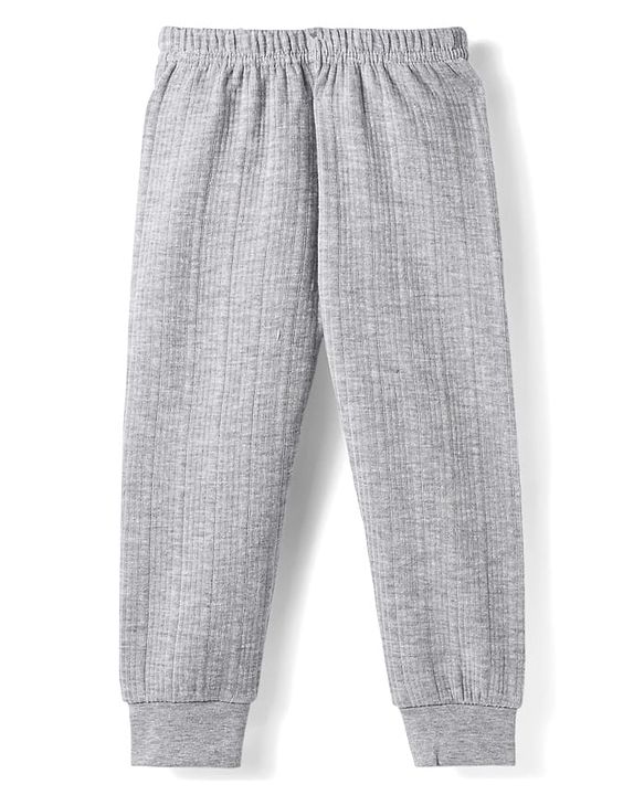 Babyhug Knit Full Length Solid Color Thermal Pant - Light Grey
