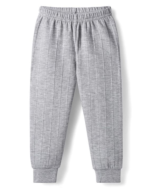 Babyhug Knit Full Length Solid Color Thermal Pant - Light Grey