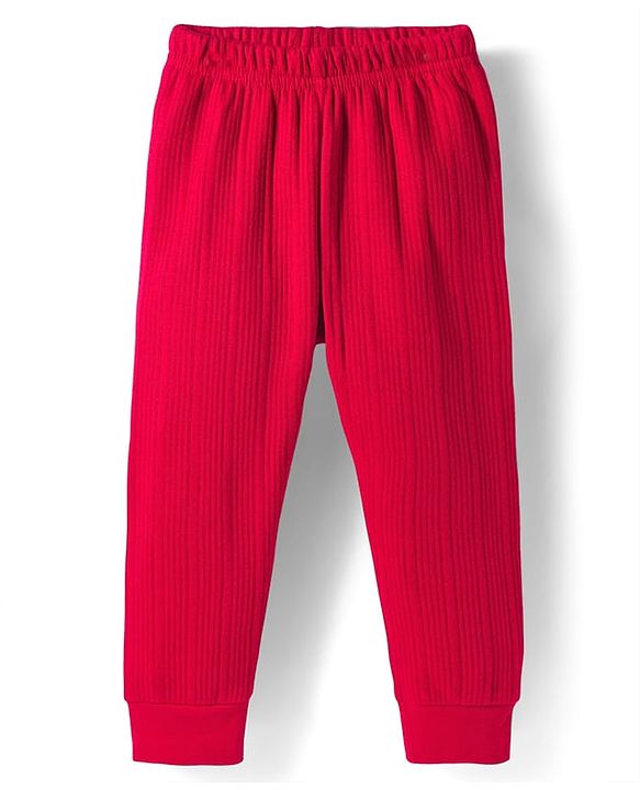 Babyhug Cotton Knit Full Length Thermal Wear Solid Colour Legging - Red