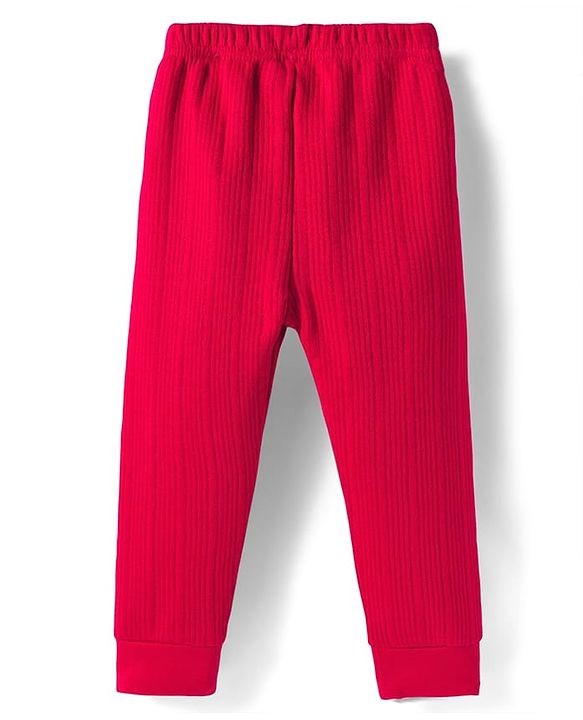 Babyhug Cotton Knit Full Length Thermal Wear Solid Colour Legging - Red