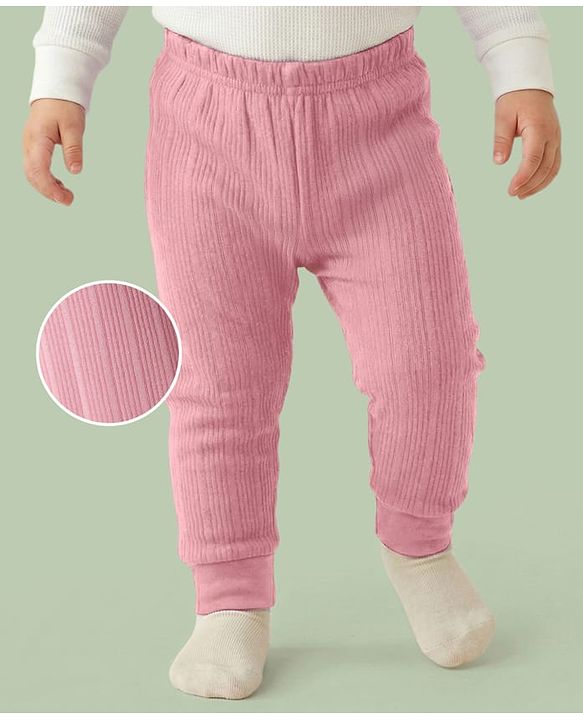 Babyhug Knit Full Length Solid Color Thermal Inner Wear Legging - Pink