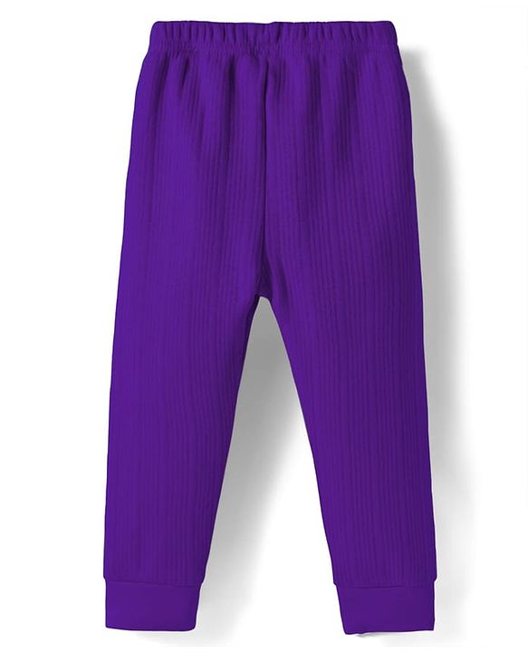Babyhug Knit Full Length Solid Color Thermal Pants - Purple