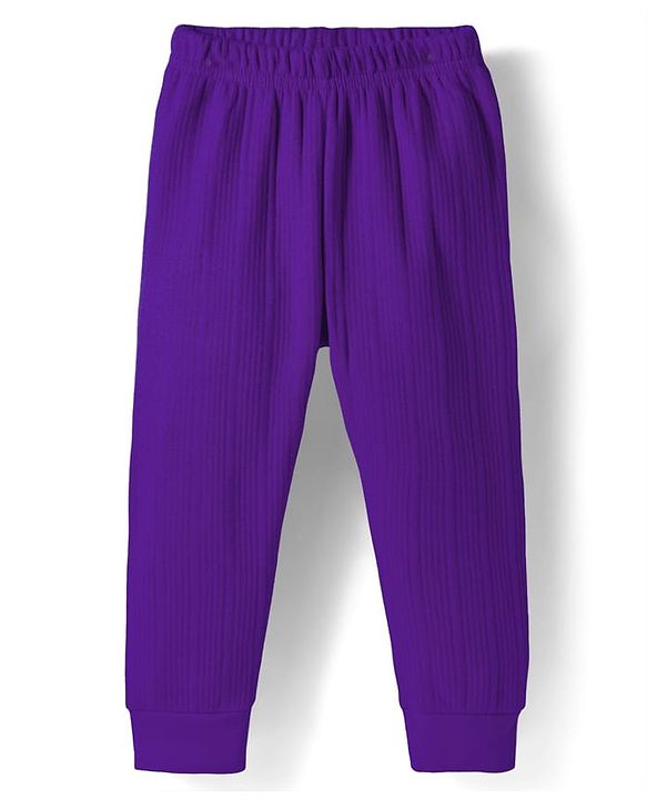 Babyhug Knit Full Length Solid Color Thermal Pants - Purple