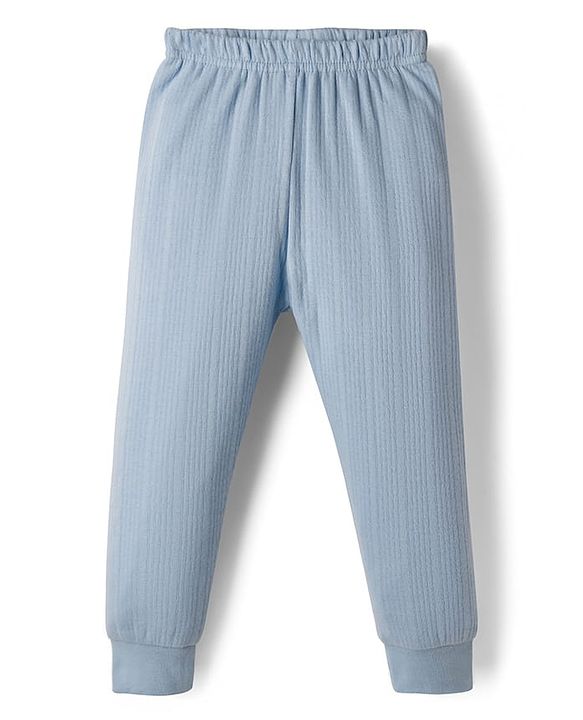 Babyhug Knit Full Length Solid Thermal Inner Wear Legging - Light Blue