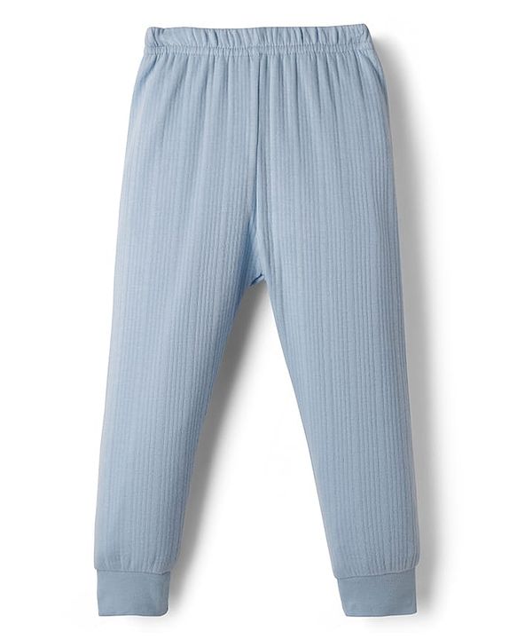Babyhug Knit Full Length Solid Thermal Inner Wear Legging - Light Blue