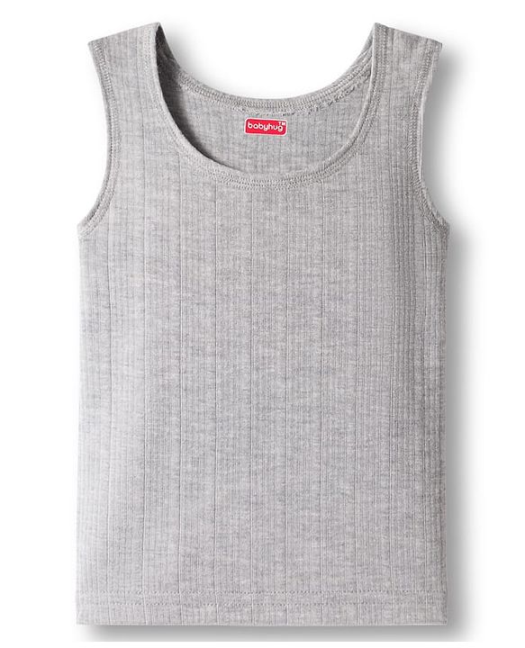 Babyhug Knit Sleeveless Solid Color Thermal Inner Vests Pack Of 2 -  Grey & Light Grey