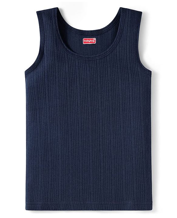 Babyhug Knit Solid Color Thermal Vests Pack of 2 - Red & Navy Blue