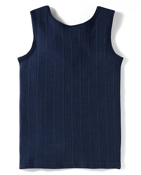 Babyhug Knit Solid Color Thermal Vests Pack of 2 - Red & Navy Blue