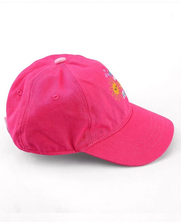 Babyhug Cotton Woven Cap With Text Embriodery Pink - Diameter 16 cm