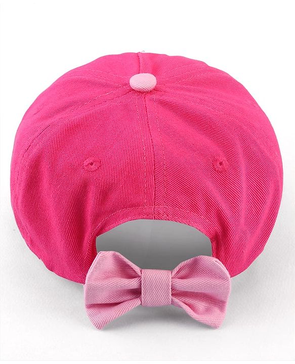 Babyhug Cotton Woven Cap With Text Embriodery Pink - Diameter 16 cm