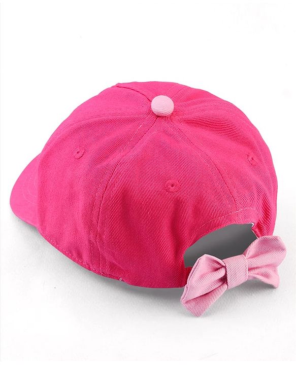 Babyhug Cotton Woven Cap With Text Embriodery Pink - Diameter 16 cm