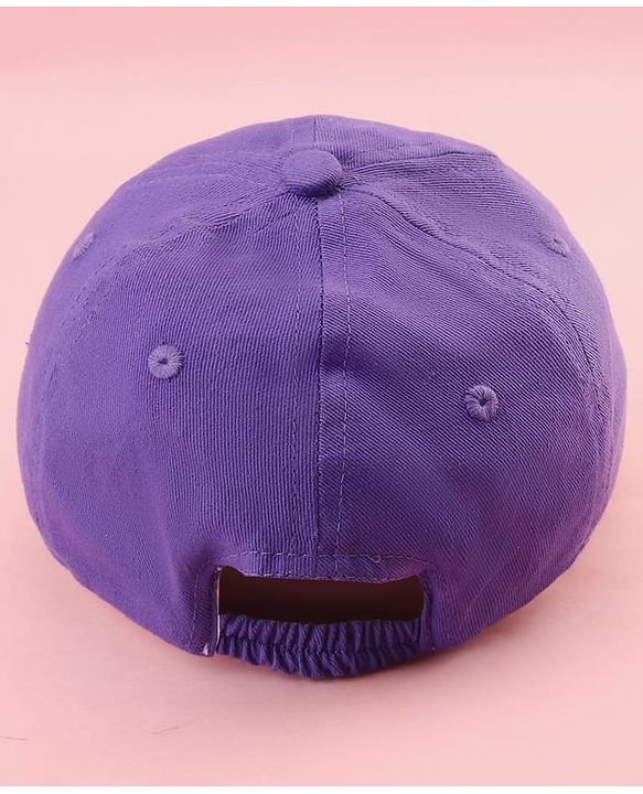 Babyhug Cotton Woven Cap With Butterfly Print Purple - Diameter 16
