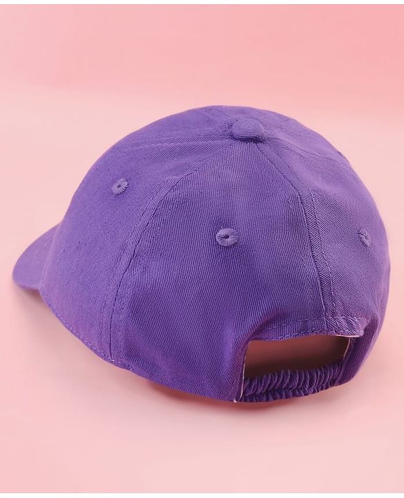 Babyhug Cotton Woven Cap With Butterfly Print Purple - Diameter 16