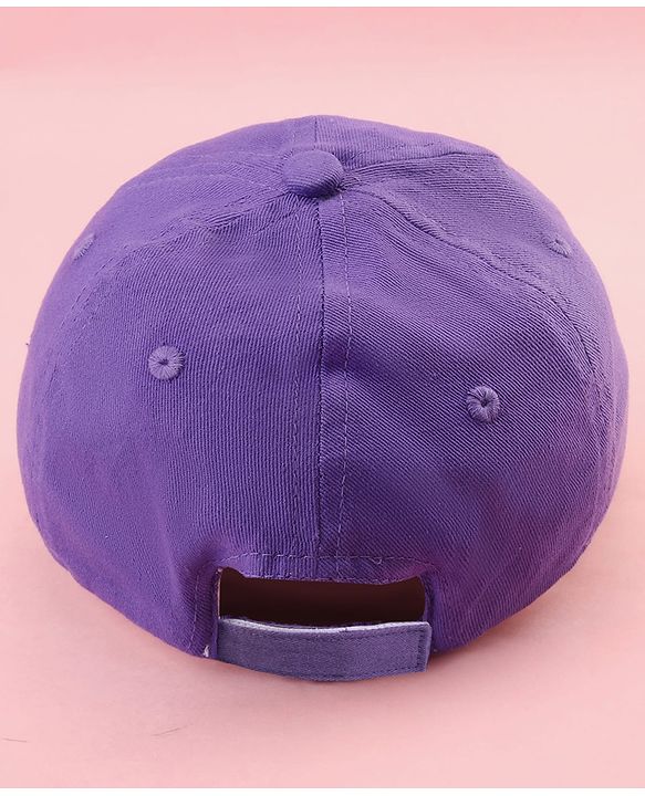 Babyhug Cotton Woven Cap With Butterfly Print Purple - Diameter 16