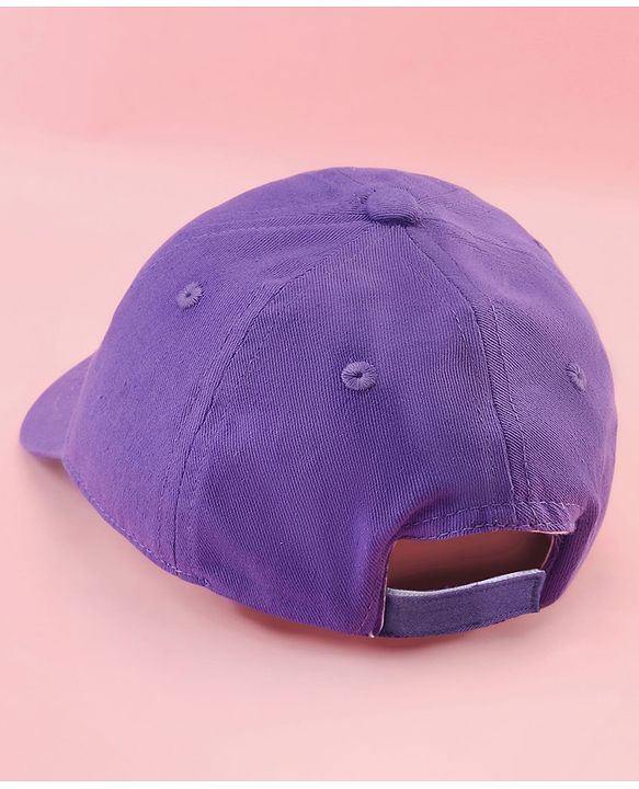 Babyhug Cotton Woven Cap With Butterfly Print Purple - Diameter 16