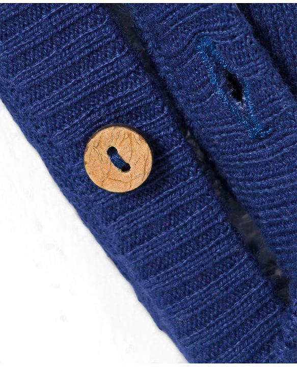 Babyhug Sweater Knit Full Sleeves Winter Wear Romper with Polka Dot & Fair Isle Design - Navy Blue