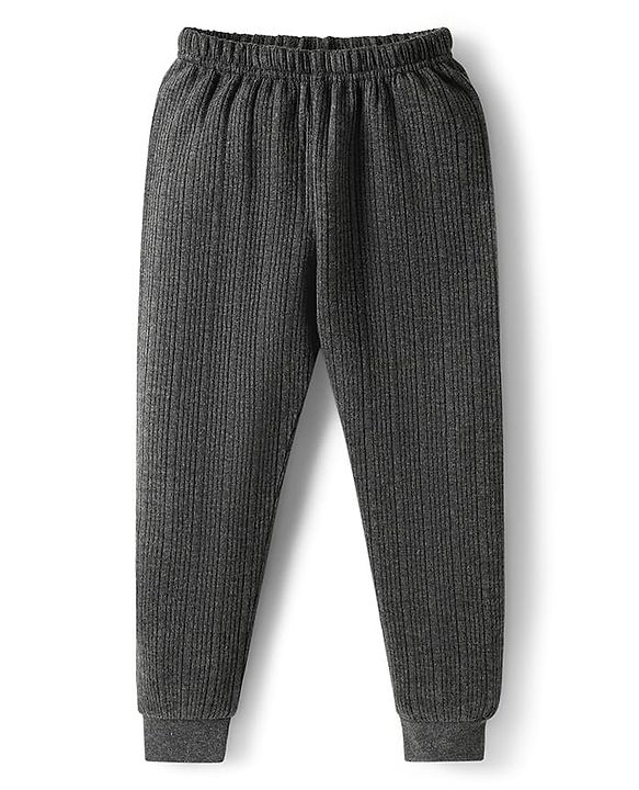 Babyhug Knit Full Length Solid Thermal Wear Leggings Pack of 2 - Dark Grey & Light Grey
