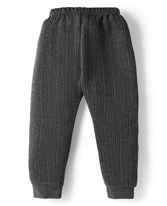 Babyhug Knit Full Length Solid Thermal Wear Leggings Pack of 2 - Dark Grey & Light Grey