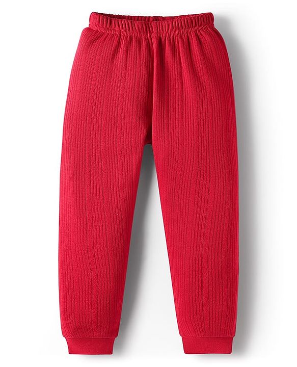 Babyhug Knit Full Length Solid Thermal Wear Leggings Pack of 2 - Red & Navy Blue