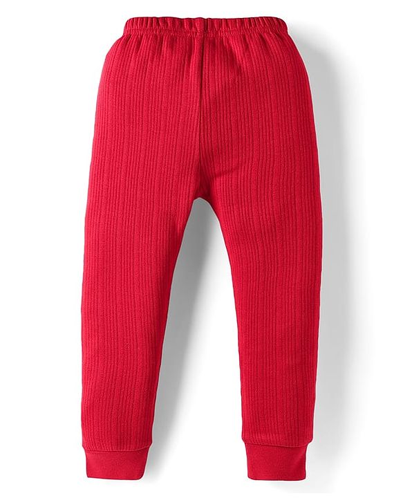 Babyhug Knit Full Length Solid Thermal Wear Leggings Pack of 2 - Red & Navy Blue