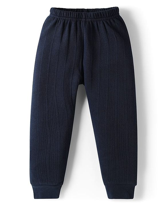 Babyhug Knit Full Length Solid Thermal Wear Leggings Pack of 2 - Red & Navy Blue