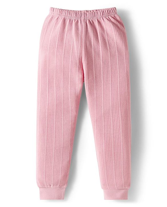 Babyhug Knit Full Length Solid Color Thermal Leggings Pack of 2 - Light Blue & Pink