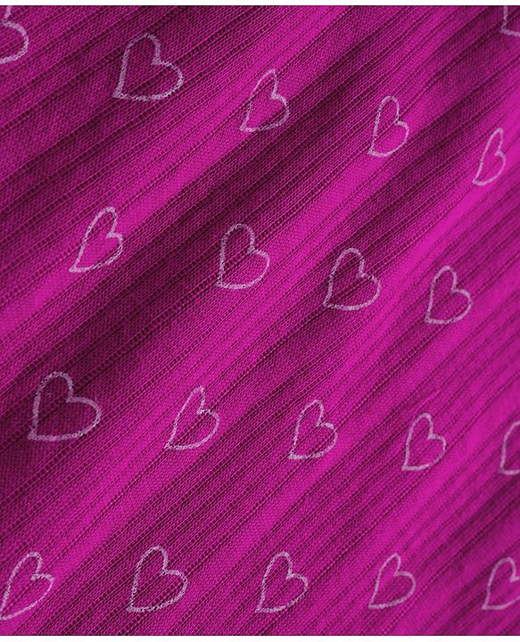 Babyhug Knit Full Sleeves Thermal Inner Wear With Heart Print - Fuschia