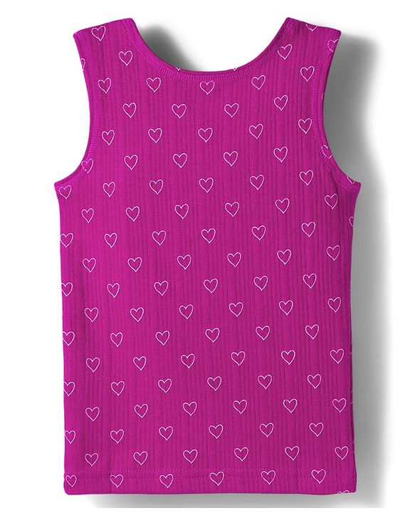 Babyhug Knit Full Sleeves Thermal Inner Wear With Heart Print - Fuschia